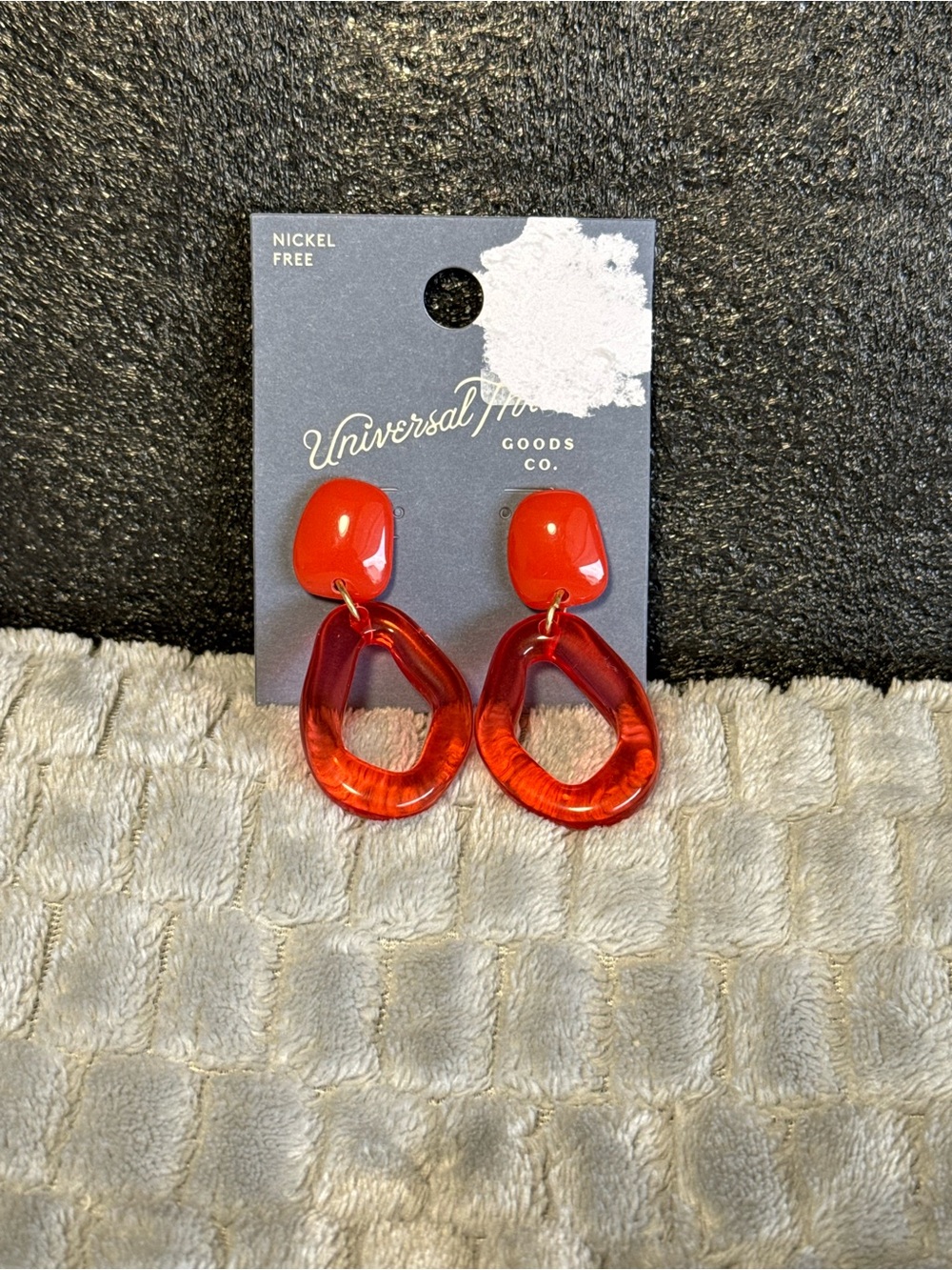 Universal Thread Red Resin Drop Hoop Earrings